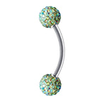 Titanium Daith Piercing: Multi Crystal Ball Curved Barbell