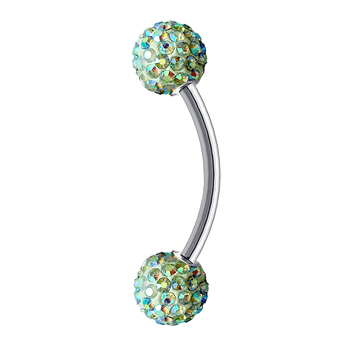 Titanium Daith Piercing: Multi Crystal Ball Curved Barbell