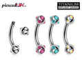 Titanium Multi Stone Curved Barbell: 14g 16g 18g Eyebrow Piercing