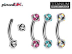 Titanium Multi Stone Curved Barbell: 14g 16g 18g Eyebrow Piercing