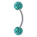 Titanium Daith Piercing: Multi Crystal Ball Curved Barbell