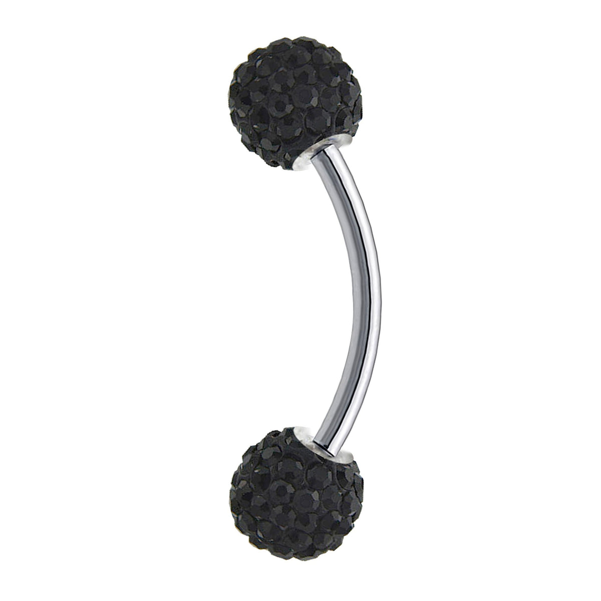 Titanium Daith Piercing: Multi Crystal Ball Curved Barbell
