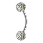 Titanium Daith Piercing: Multi Crystal Ball Curved Barbell