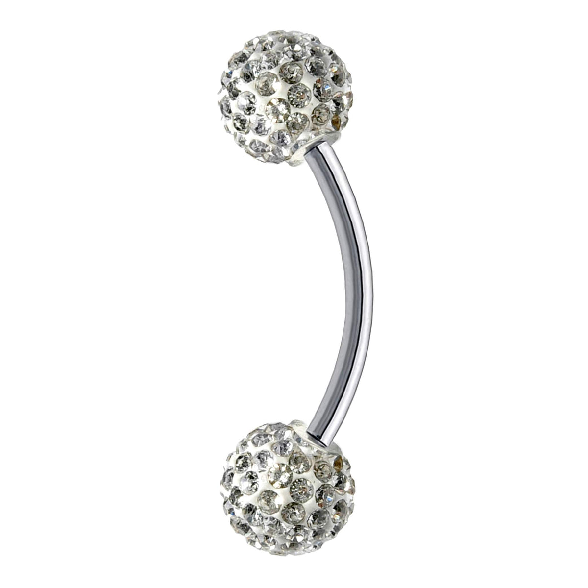 Titanium Daith Piercing: Multi Crystal Ball Curved Barbell