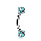 Titanium Multi Stone Curved Barbell: 14g 16g 18g Eyebrow Piercing