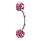 Titanium Daith Piercing: Multi Crystal Ball Curved Barbell