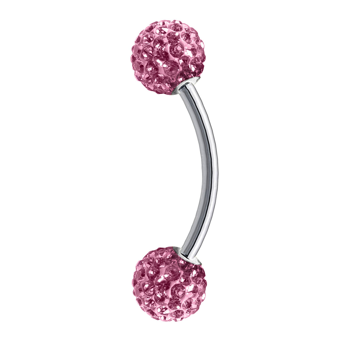 Titanium Daith Piercing: Multi Crystal Ball Curved Barbell