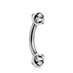 Titanium Multi Stone Curved Barbell: 14g 16g 18g Eyebrow Piercing