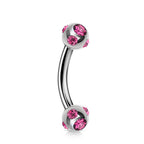 Titanium Multi Stone Curved Barbell: 14g 16g 18g Eyebrow Piercing