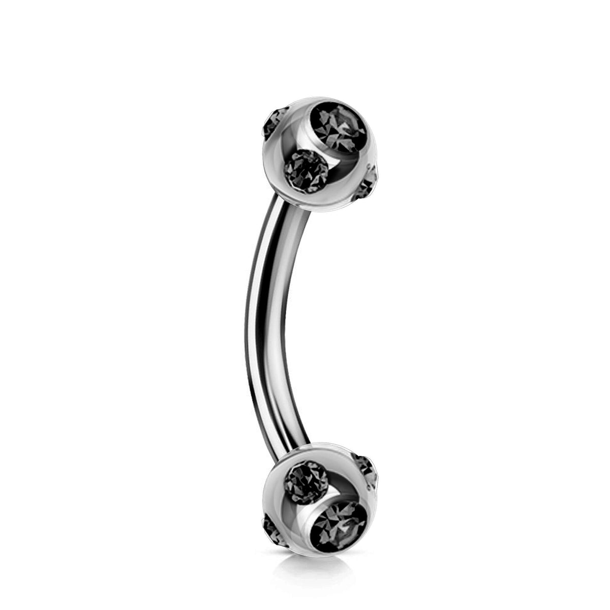 Titanium Multi Stone Curved Barbell: 14g 16g 18g Eyebrow Piercing