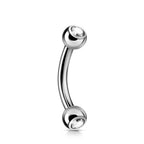 Titanium Daith Piercing: Jeweled Curved Barbell (18g 16g 14g)