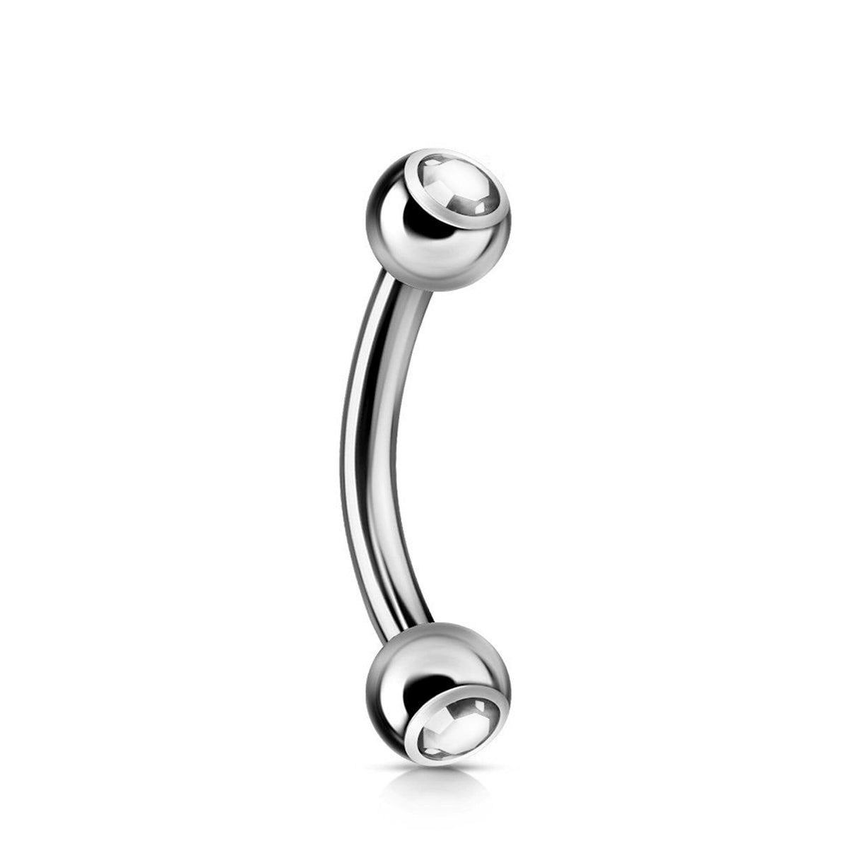 Titanium Daith Piercing: Jeweled Curved Barbell (18g 16g 14g)