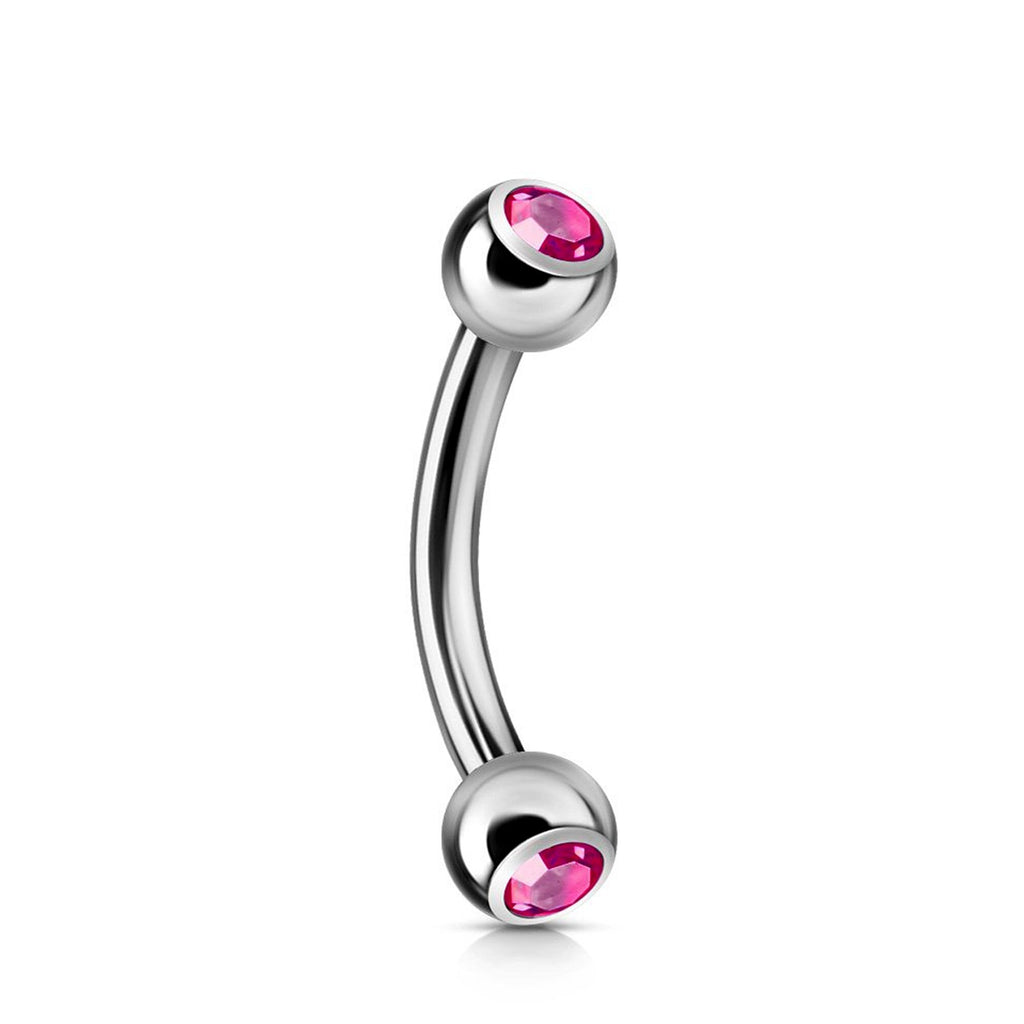 Titanium Daith Piercing: Jeweled Curved Barbell (18g 16g 14g)