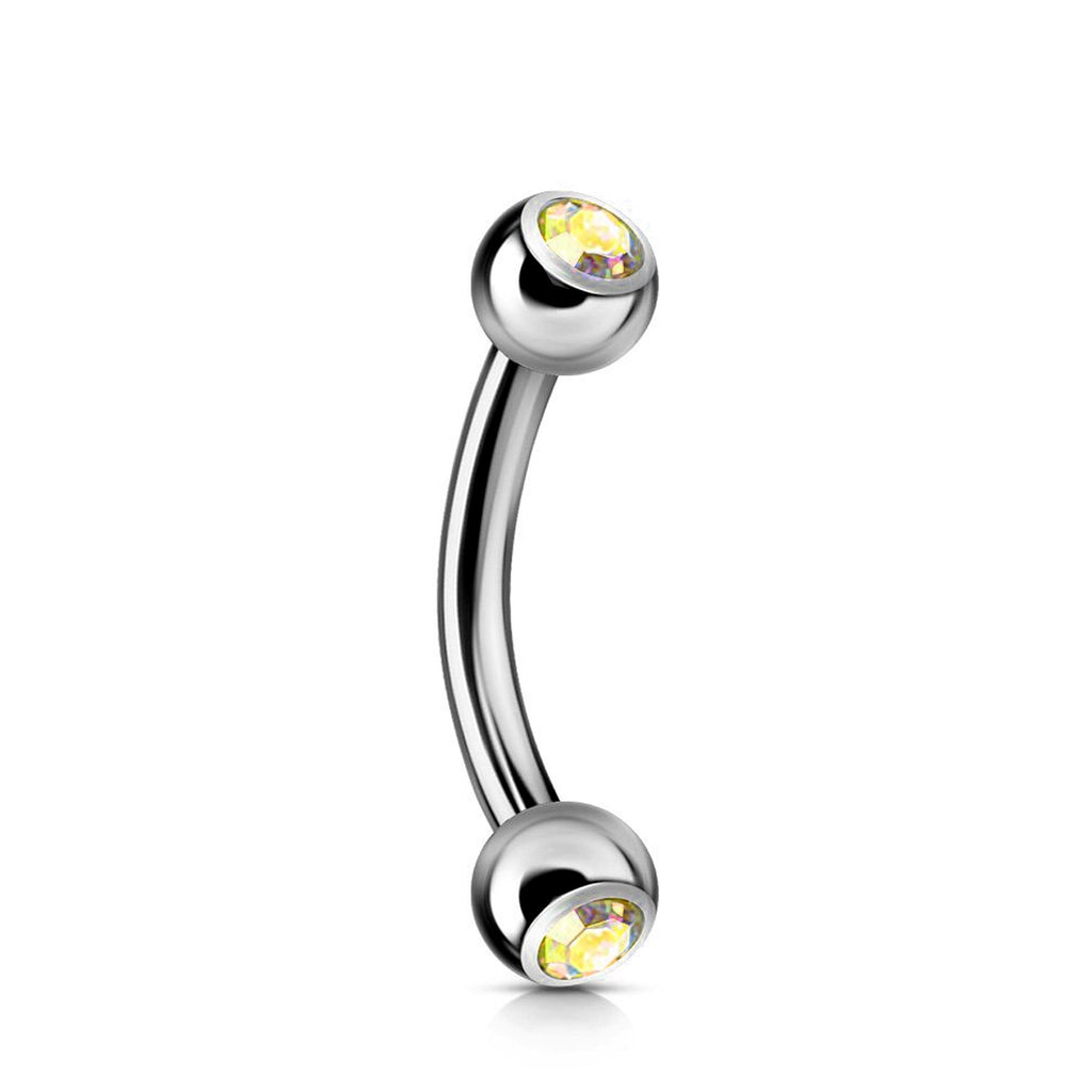 Titanium Daith Piercing: Jeweled Curved Barbell (18g 16g 14g)