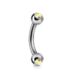 Titanium Daith Piercing: Jeweled Curved Barbell (18g 16g 14g)