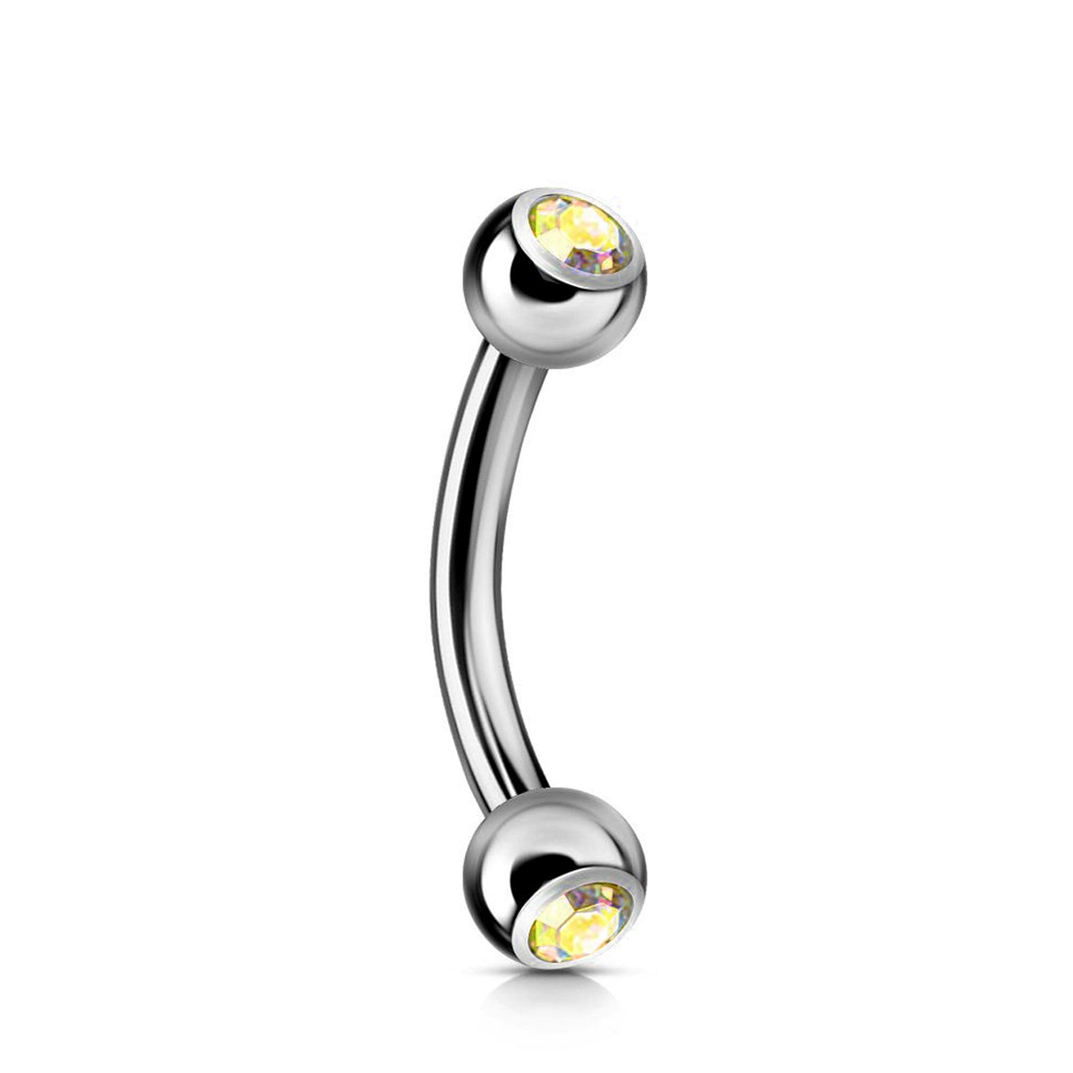 Titanium Daith Piercing: Jeweled Curved Barbell (18g 16g 14g)