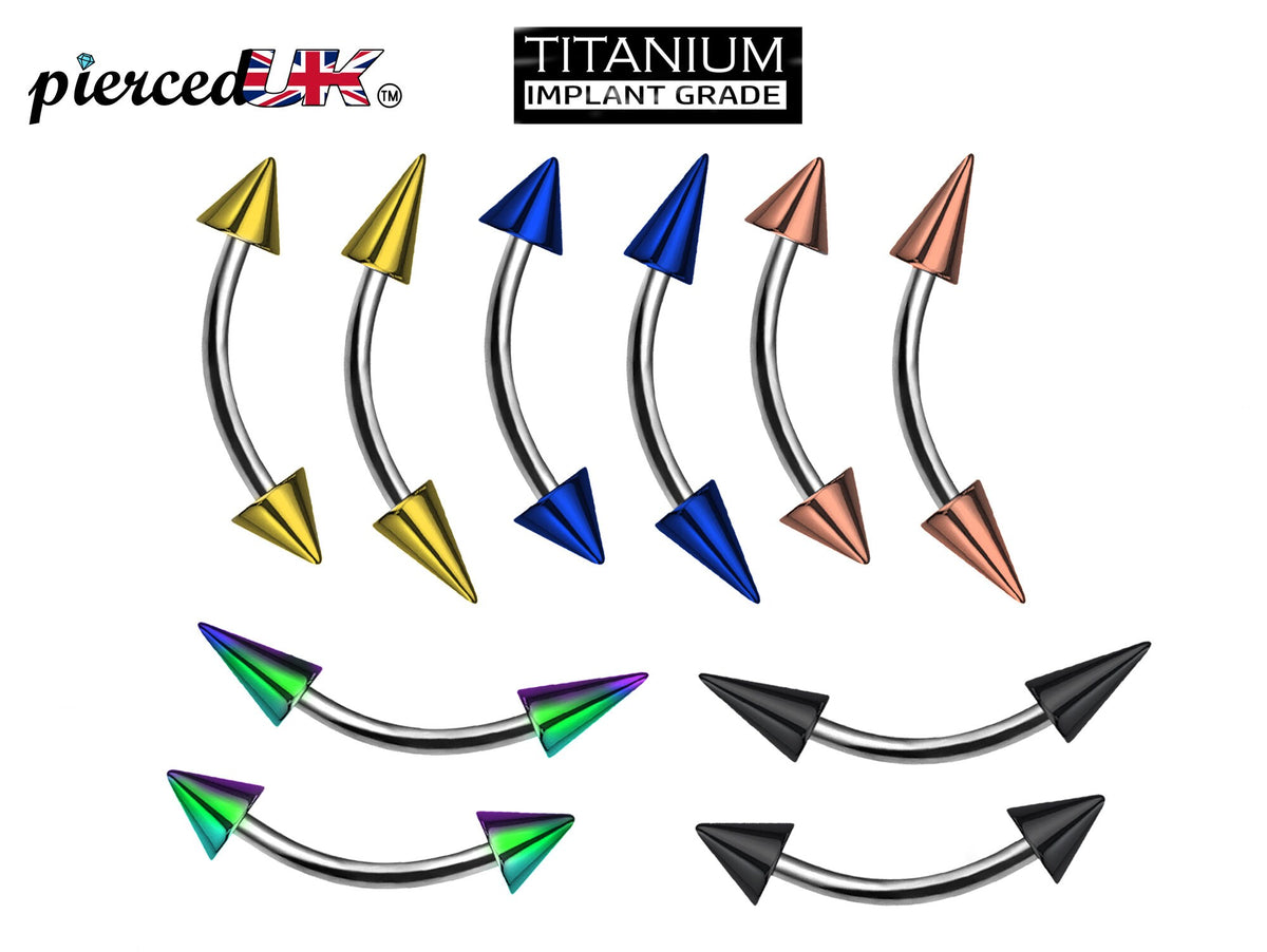 Titanium Curved Barbell: Spike Cone Vertical Labret Lip Piercing