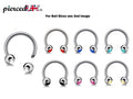 Gem Ball Horseshoe Barbell: Surgical Steel Circular Piercing - 18g/16g/14g