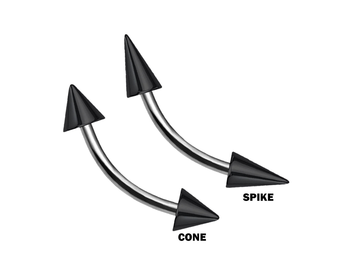 Titanium Curved Barbell: Spike Cone Vertical Labret Lip Piercing