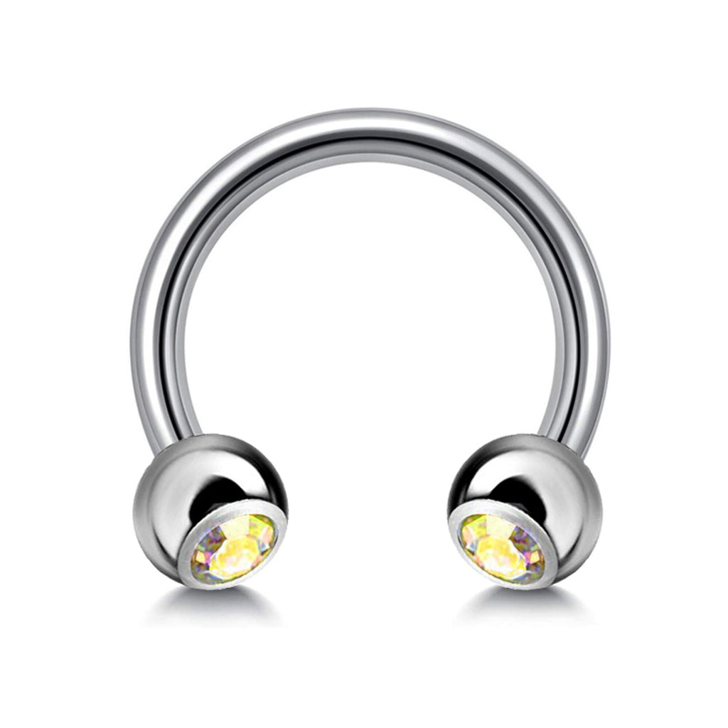 Gem Ball Horseshoe Barbell: Surgical Steel Circular Piercing - 18g/16g/14g