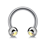 Gem Ball Horseshoe Barbell: Surgical Steel Circular Piercing - 18g/16g/14g