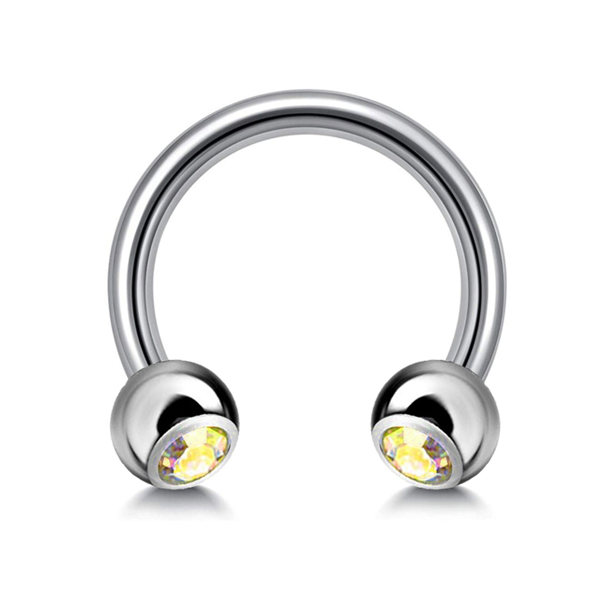 Gem Ball Horseshoe Barbell: Surgical Steel Circular Piercing - 18g/16g/14g
