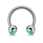 Gem Ball Horseshoe Barbell: Surgical Steel Circular Piercing - 18g/16g/14g