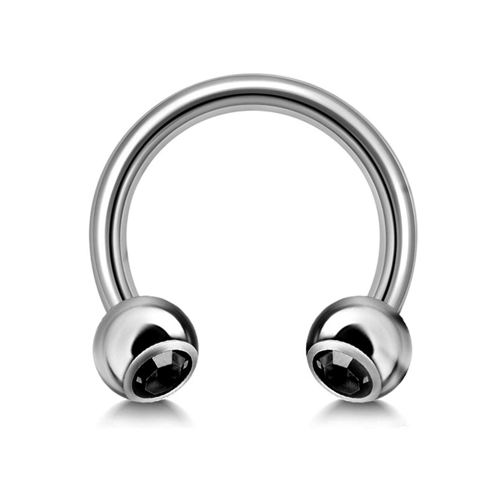 Gem Ball Horseshoe Barbell: Surgical Steel Circular Piercing - 18g/16g/14g