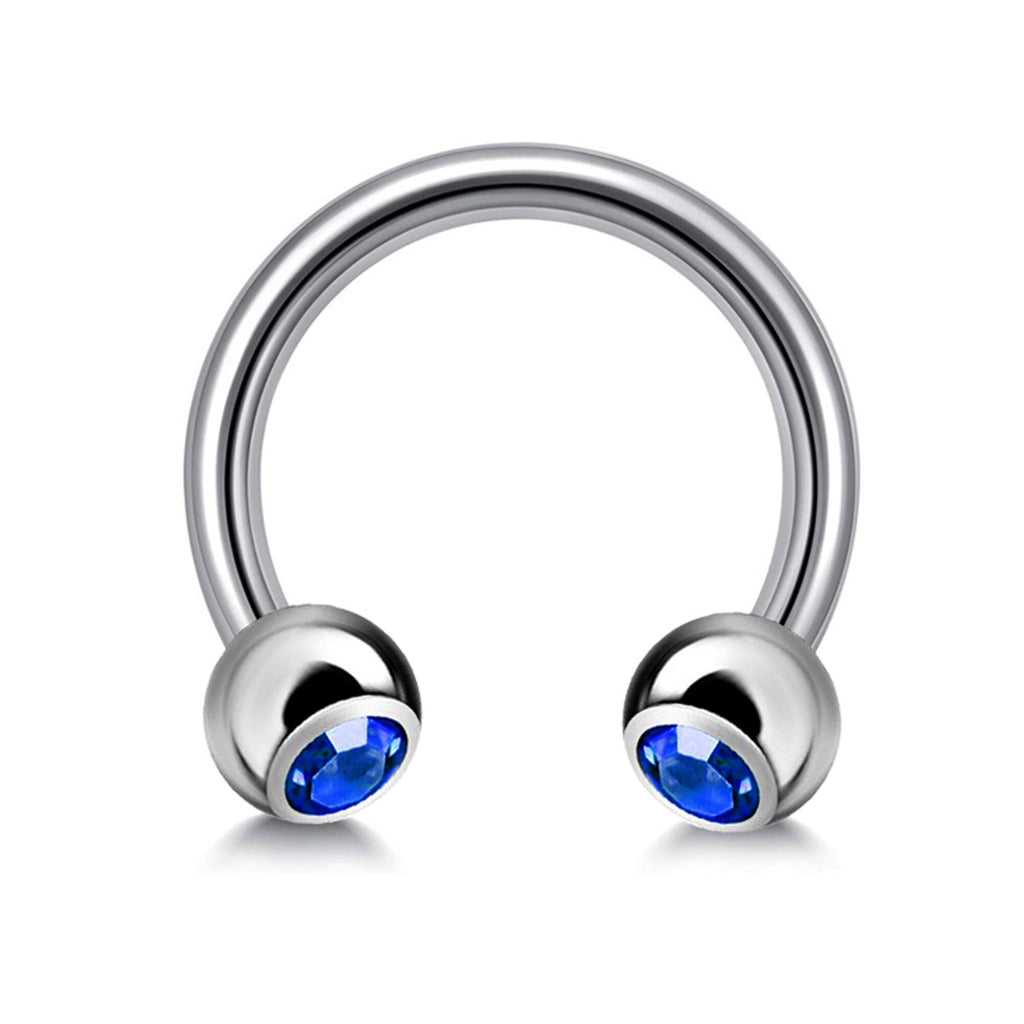 Gem Ball Horseshoe Barbell: Surgical Steel Circular Piercing - 18g/16g/14g