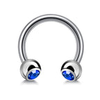 Gem Ball Horseshoe Barbell: Surgical Steel Circular Piercing - 18g/16g/14g