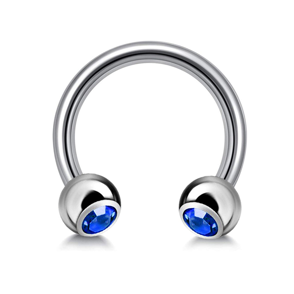 Gem Ball Horseshoe Barbell: Surgical Steel Circular Piercing - 18g/16g/14g