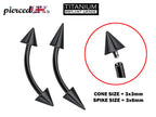 Black Titanium Curved Barbell: Eyebrow Piercing Jewelry, 16g 14g