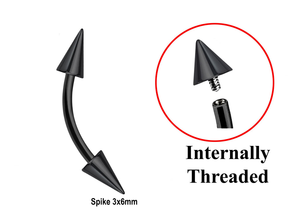 Black Titanium Curved Barbell: Eyebrow Piercing Jewelry, 16g 14g