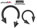 Black Titanium Horseshoe Barbell: Cone/Spike Septum Ring 16G 14G