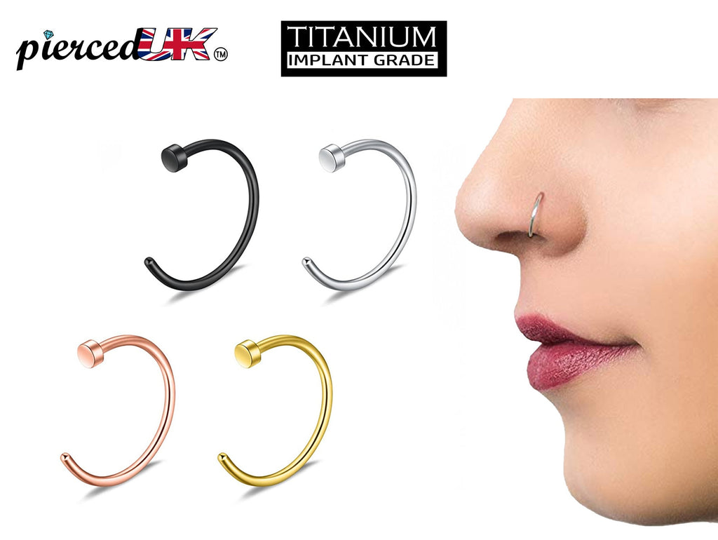 Titanium Nose Hoop: Hypoallergenic Nostril Ring, 20g-14g