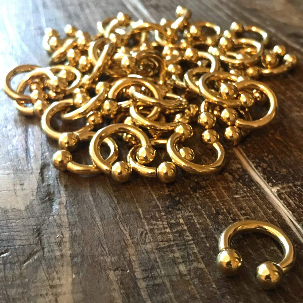 Gold Titanium Horseshoe Septum Ring: Circular Barbell Nose Piercing (18g-14g)