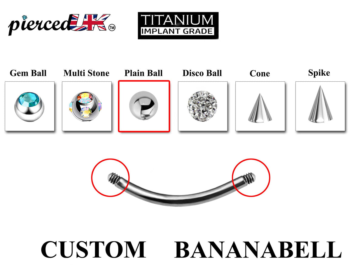 Titanium Curved Barbell Eyebrow Piercing: Spike, Gem, or Plain Ball
