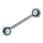 Titanium Barbell Piercing: Multi Stone Ball Industrial Jewelry (20g, 18g, 16g, 14g, 6-24mm)