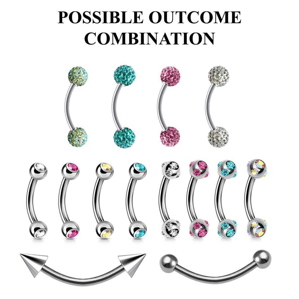 Titanium Curved Barbell Eyebrow Piercing: Spike, Gem, or Plain Ball