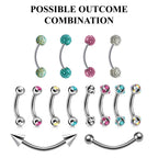 Titanium Curved Barbell Eyebrow Piercing: Spike, Gem, or Plain Ball