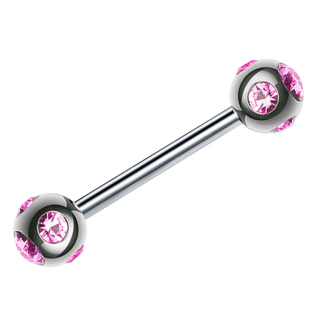 Titanium Barbell Piercing: Multi Stone Ball Industrial Jewelry (20g, 18g, 16g, 14g, 6-24mm)