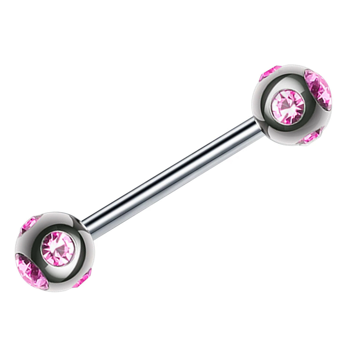 Titanium Barbell Piercing: Multi Stone Ball Industrial Jewelry (20g, 18g, 16g, 14g, 6-24mm)
