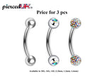 Curved Barbell Daith Piercing: Surgical Steel Bent Barbell Set - Ball, Gem, Disco (3pcs)