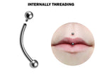 Titanium Curved Barbell: Jestrum Lip Piercing Jewelry (18g-14g)