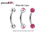 Curved Barbell Daith Piercing: Surgical Steel Bent Barbell Set - Ball, Gem, Disco (3pcs)