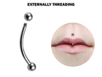 Titanium Curved Barbell: Jestrum Lip Piercing Jewelry (18g-14g)