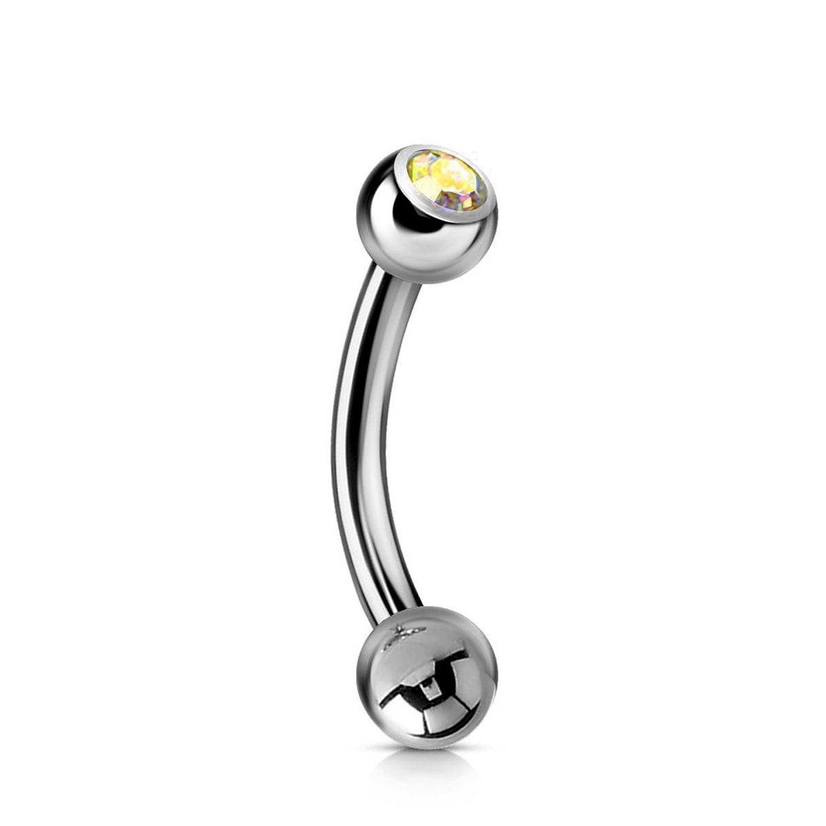 Jeweled Curved Barbell Piercing: Surgical Steel Eyebrow/Belly Ring