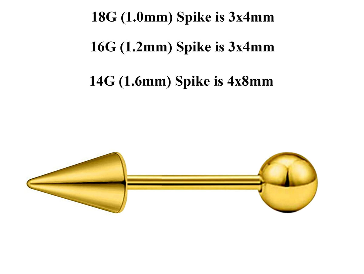 Gold Barbell Stud: Surgical Steel Industrial Piercing (18g, 16g, 14g)