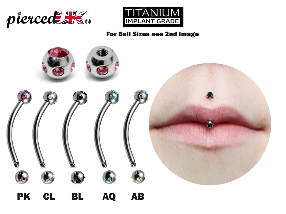 Titanium Jestrum Piercing: Multi Stone Crystal Bent Barbell
