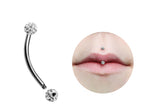 Titanium Jestrum Piercing: Disco Ball CZ Crystal Bent Barbell